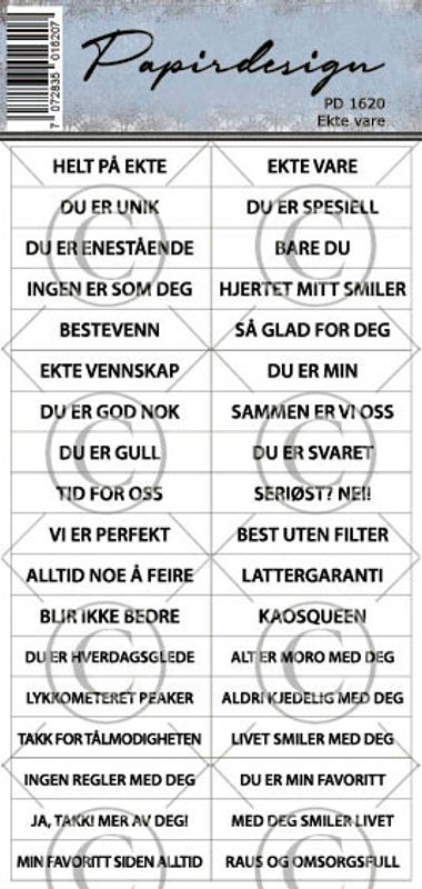 Papirdesign – Ekte vare (Klistremerker)