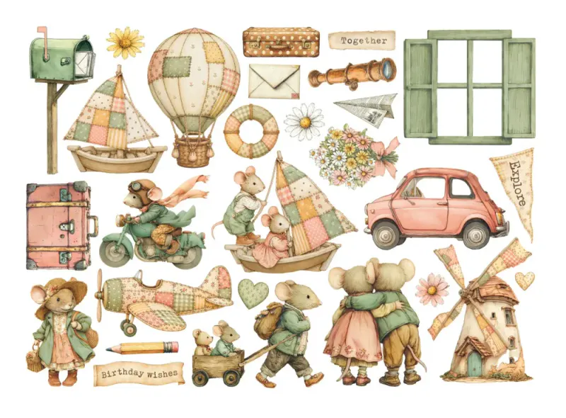 Stamperia – Cozy Family Ephemera – Selvklebende papirutklipp (DFLCT93)