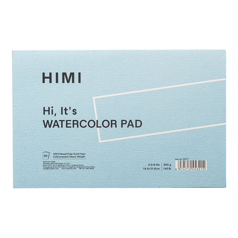 HIMI Watercolour Akvarellblokk 300g – 20 ark – 14 × 21,6 cm