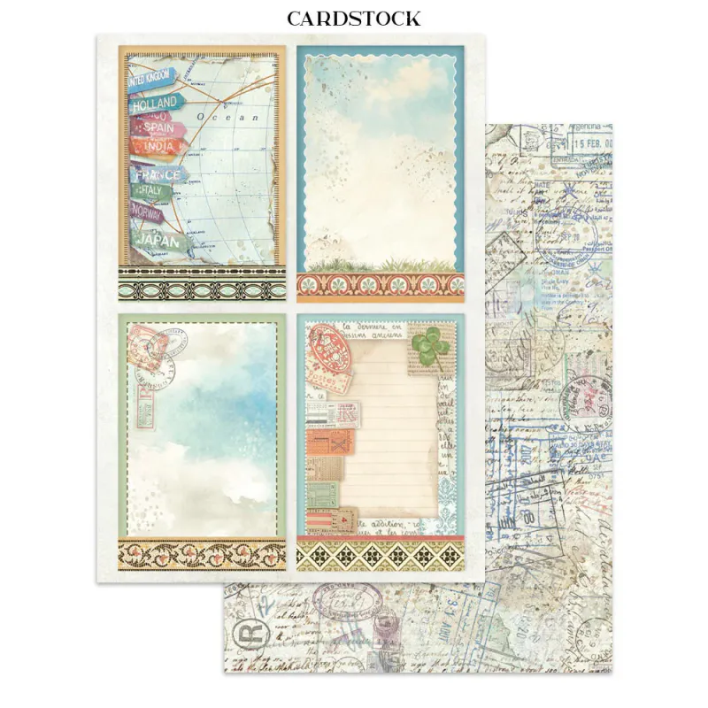Stamperia Art Of Traveling Junk Journal Stickers, Cut-outs, Background
