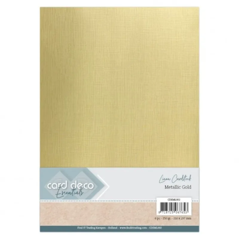 Linen Cardstock – Metallic Gold A4 (6 stk)
