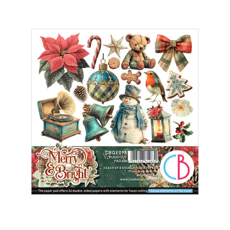 Ciao Bella – Merry & Bright Fussy Cut Paper Pad 6x6
