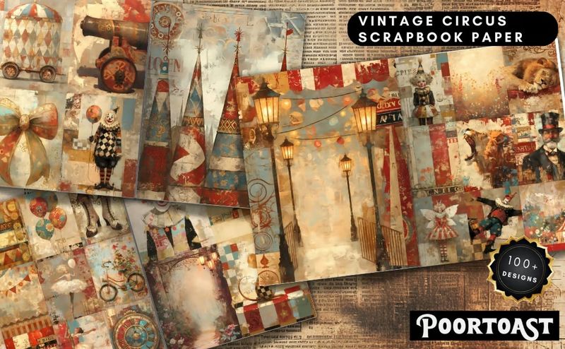 Vintage Circus Scrapbook Paper – Kate Curry x Poortoast