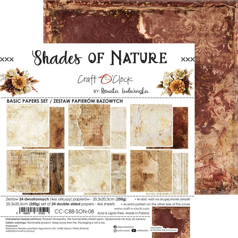 Craft O’Clock Shades of Nature Mix Paper Set 8 × 8