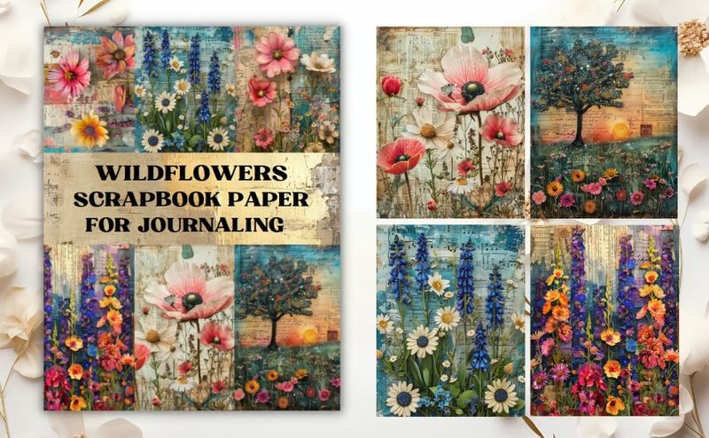 Wildflowers Scrapbook Paper – Kate Curry / Poortoast