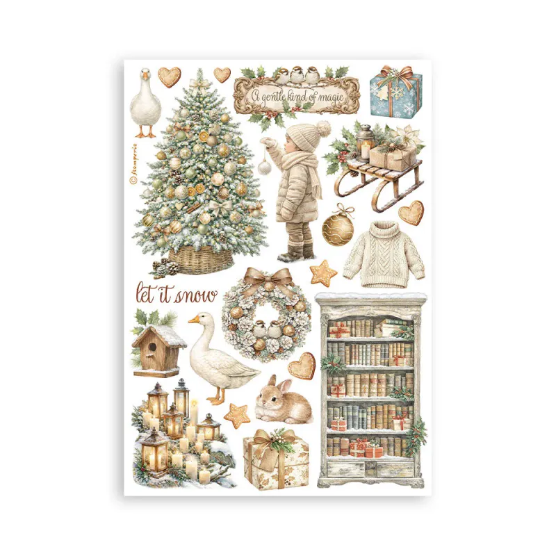 Stamperia – White Christmas A5 Washi Pad av Cristina Radovan (8 ark)