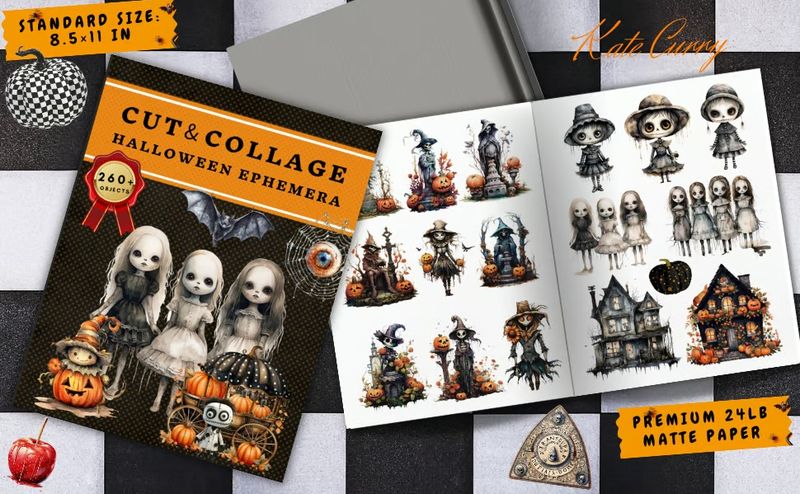 Cut and Collage – Halloween Dolls Ephemera Book – Kate Curry / Poortoast