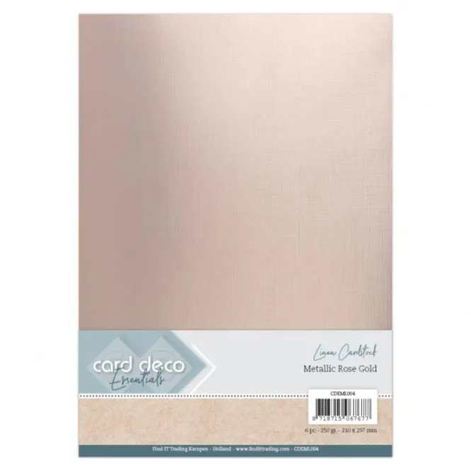 Hovedbilde Linen Cardstock – Metallic Rose Gold A4 (6 ...