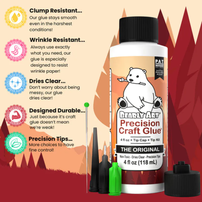 Bearly Art – Precision Craft Glue “The Original” 4 fl oz + Tip Kit