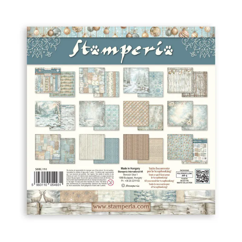 Stamperia White Christmas Maxi Backgrounds Selection Paper Pad 12 × 12