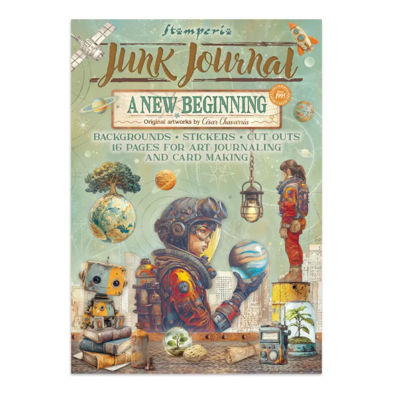 Stamperia A New Beginning Junk Journal Stickers, Cut-outs, Background