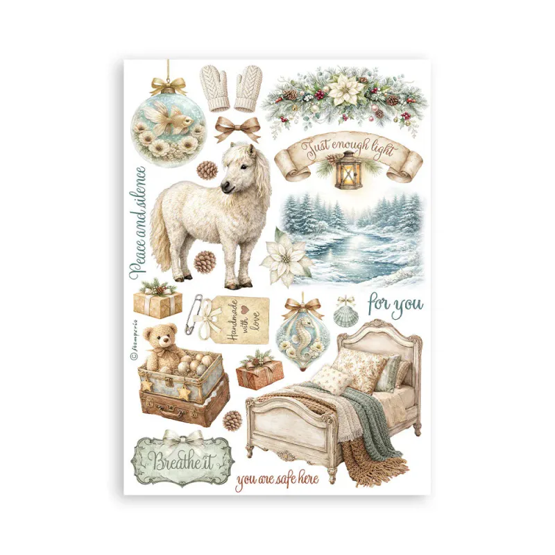 Stamperia – White Christmas A5 Washi Pad av Cristina Radovan (8 ark)
