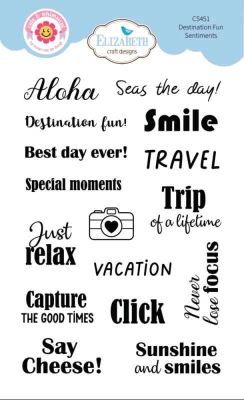 Elisabeth Craft Designs – Destination Fun Stamp Sentiments by Cute & Whimsical