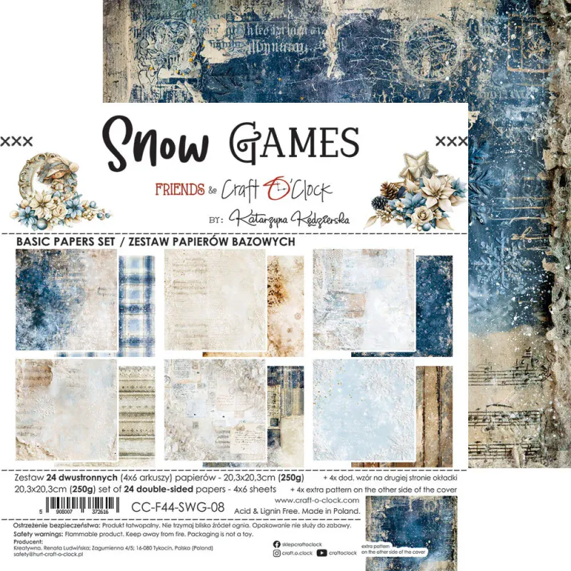 Craft O’Clock Snow Games Mix Paper Set 8 × 8
