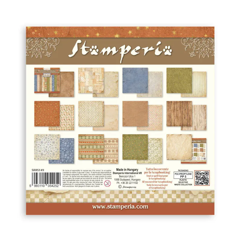 Stamperia Silent Night Backgrounds Selection Paper Pad 8 × 8