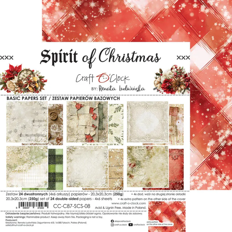 Craft O’Clock Spirit of Christmas Mix Medium Paper Set 8 × 8