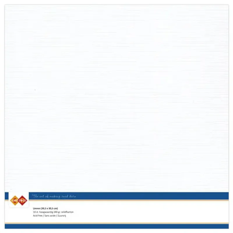  Linen Cardstock - White, str 30,5x30,5 cm, 10 stk