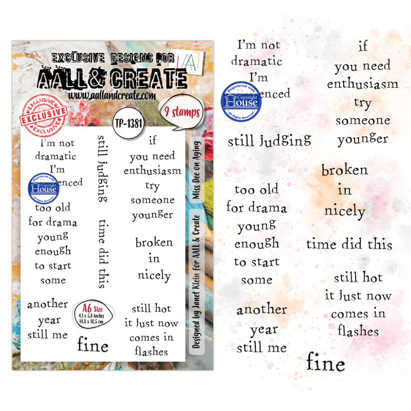 AALL & Create A6 Clear Stamp Set – Miss Dee on Aging – TP-1381