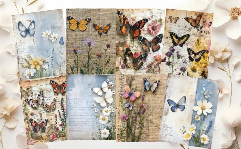 Burlap Grunge Butterfly Scrapbook Paper – Kate Curry x Poortoast