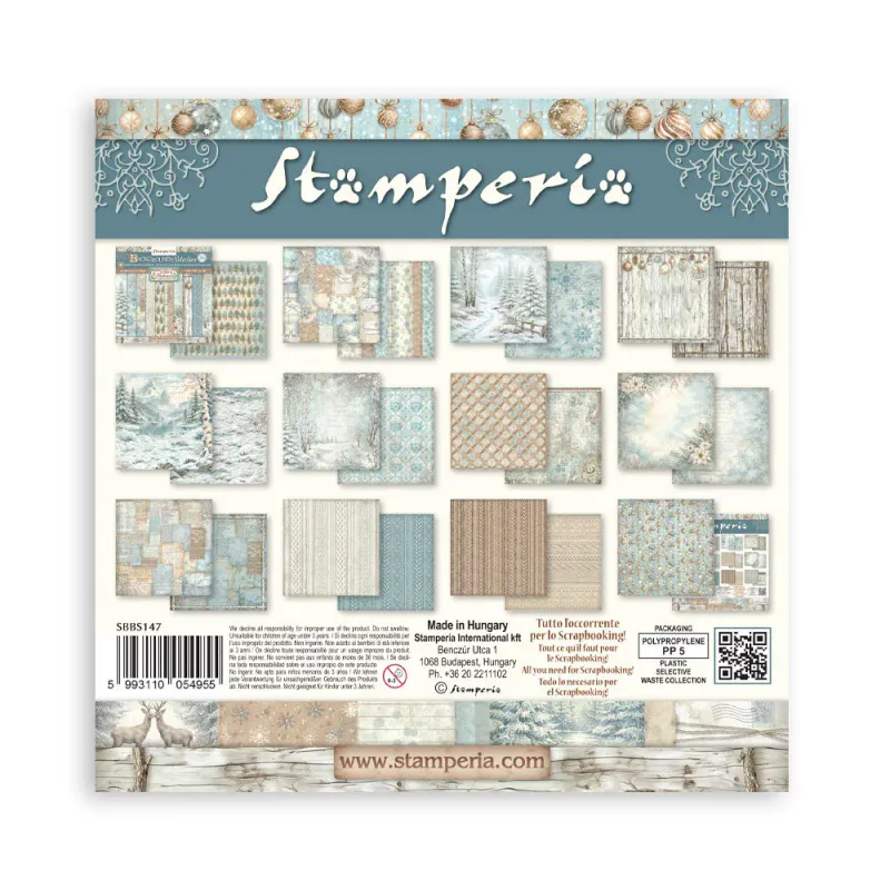 Stamperia White Christmas Backgrounds Selection Paper Pad 8 × 8