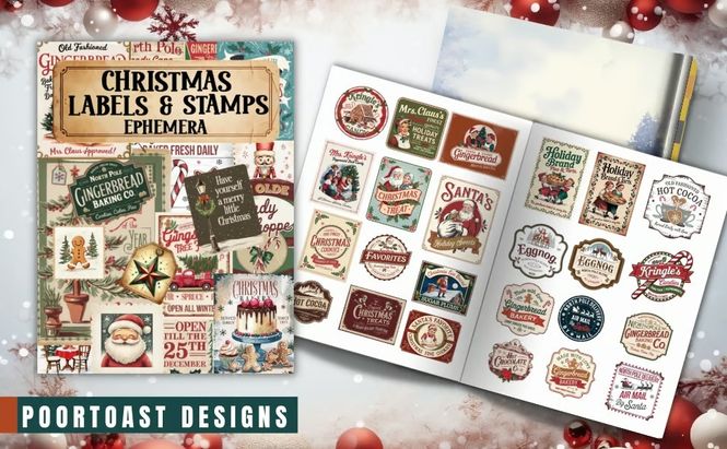 Hovedbilde Christmas Labels and Stamps Ephemera Book – ...