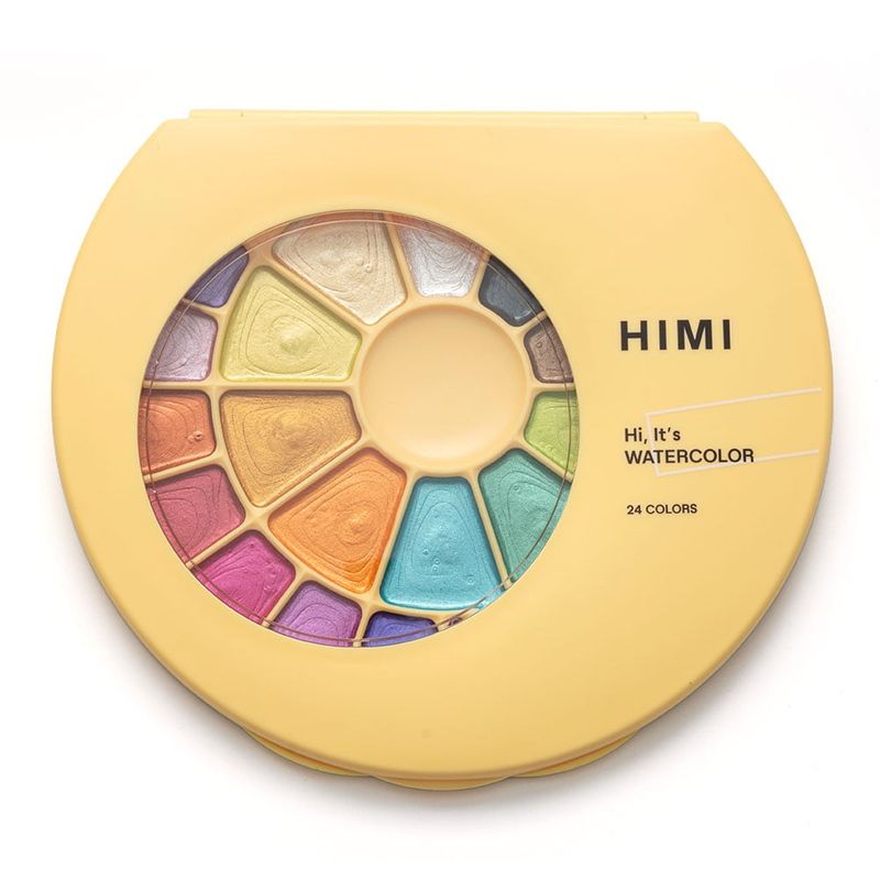 HIMI Semi-Moist Watercolour Akvarell Sett – 24 stk Metallic
