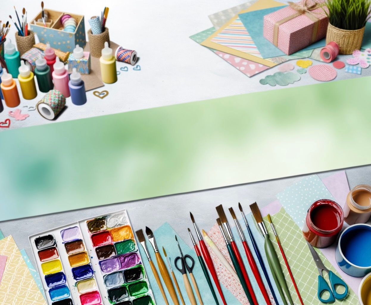 Nettbutikken for kreativitet og skaperglede. BAnnerbilde som illustrerer kreativ nettbutikk