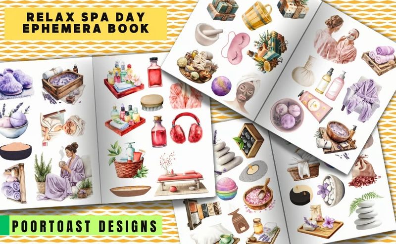 Crafting for Junk Journals – Relax Spa Day Ephemera Book – Kate Curry / Poortoast