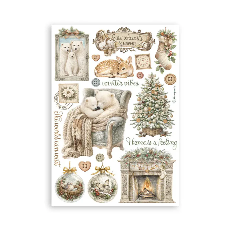 Stamperia – White Christmas A5 Washi Pad av Cristina Radovan (8 ark)