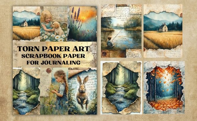 Hovedbilde Torn Paper Art Scrapbook Paper – Poortoast ...