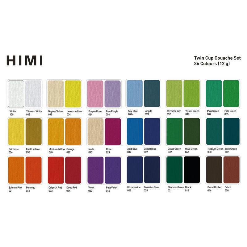 HIMI Twin Cup Gouache Sett 36 stk + 3 pensler – Lilla