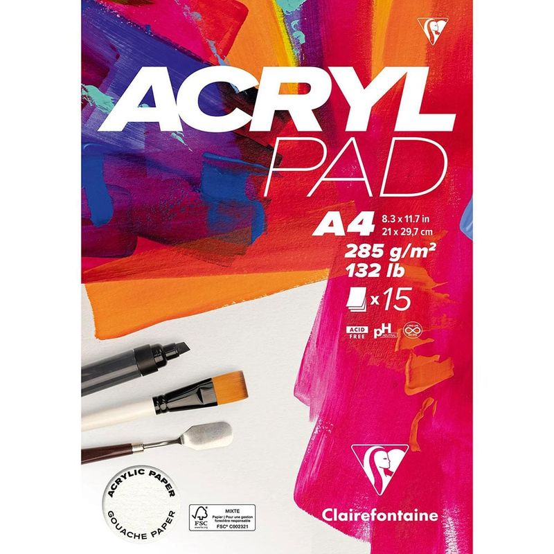 Clairefontaine Acrylpad Akrylblokk – 285g – 15 ark – A4