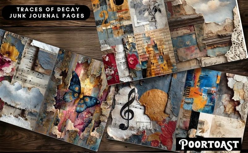 Traces of Decay Junk Journal Pages – Poortoast / Kate Curry